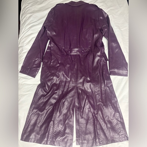 Men’s Suicide Squad Purple Faux Leather Trench Coat 45” Long - Picture 5 of 16